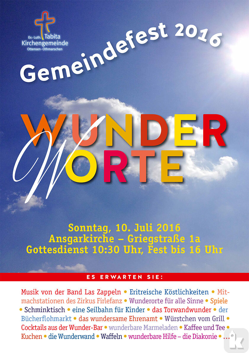 Plakat Gemeindefest „Wunder(w)orte“